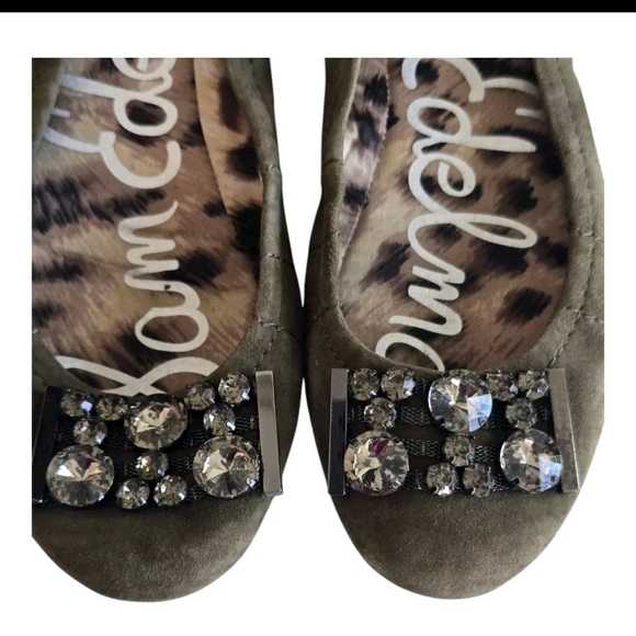 Sam Edelman Ballet Flats Women 8.5 Caper Jewel Embellished Suede Excellent - Picture 3 of 9